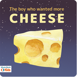 A big slice of cheese in the starry night sky.